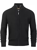 Indicode Herren INLayton Strickjacke mit Stehkragen und Reißverschluss | Cardigan Feinstrickjacke für Männer Black, XL