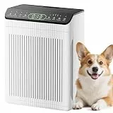 EVALIT Luftreiniger Allergiker, CADR 420m³/h, 200㎡, Air Purifier für Raucherzimmer gegen Rauch, Staub, Pollen, PM2.5 Anzeige, Luftreiniger für Haustiere,Aromatherapie, Hellweiß, 1 Pack + 3 Modi