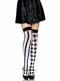 LEG AVENUE Damen Leg Avenue 6120 - Highs, Einheitsgröße (Schwarz-weiß) Harlequin Thigh Highs, Schwarz-Weiß, Einheitsgröße EU