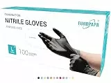 EUROPAPA® 100x Nitrilhandschuhe Box Einweghandschuhe, Einmalhandschuhe, Untersuchungshandschuhe, Nitril Handschuhe, puderfrei, ohne Latex, unsteril, latexfrei, disposible gloves (L, Schwarz)
