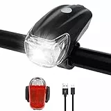 Opard Fahrradlicht Set, Fahrradlicht Frontlicht Vorne, Fahrradlampe, Fahrradbeleuchtung LED, USB Aufladbar, StVZO Zulassung Wasserdicht, 2 Licht-Modi Frontlicht und Rücklicht Set