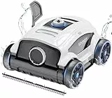WYBOT WY1103 Poolroboter, Poolsauger Kabellos mit Akku, 120 Min. Laufzeit, für Aufstellpools bis 120 m², Doppelmotoren, Große Bürste&Saugöffnungen, Verstellbare Düse(Weißschwarz A)