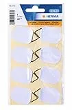 HERMA 5753 Bildaufhänger zum Kleben weiß klein, 8 Stück, 26 x 35 mm, selbstklebend, Drahtseil Bildaufhängung ohne Bohren für die Wand, starke Papier Draht Aufhänger für Bilder Bilderrahmen bis 100 g