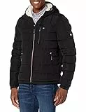 Tommy Hilfiger Herren Midweight Sherpa Lined Hooded Water Resistant Puffer Jacket Mantel, Black Tech, XXL