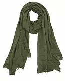 Van Der Rich ® - Schal mit fein gekreppter Oberfläche für Damen und Herren (84-Khaki, One Size)