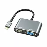 ABLEWE USB C zu HDMI VGA Adapter mit 4K HDMI,1080P VGA, 2-in-1 USB Type C Hub,Thunderbolt 3 auf HDMI+VGA Adapter für MacBook/MacBook Pro/Air,Chromebook Pixel,LenovoYoga,Dell XPS 13,Samsung Galaxy usw
