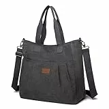 Myhozee Handtasche Damen Canvas Umhängetasche,Taschen Damen Strandtasche Schultertasche Groß Crossover Bag Hobo Tasche für Mädchen (Grau)