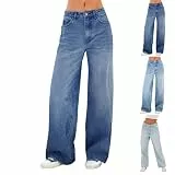 Damen Jeans Schwarz Wide Leg Jeans Baggy Weite Hose High Waist Jeanshose Weites Bein Gerade Hosen Frauen Mädchen Streetwear Y2K Clothes Urlaub Must Haves