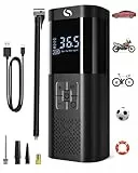 SERVOMASTER Elektrische Luftpumpe, Tragbare Akku Fahrradpumpe mit alle ventile, Akku Kompressor für Fahrrad und Auto, 150 PSI, Wiederaufladbare Reifenpumpe für Fahrrad, E-Bike, Auto, Motorrad, Bälle