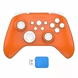 ShanWan Wireless Controller für Windows- PC, Android, iPhone, Android, Switch, Steam, Gamepad 2.4G Bluetooth Controller with Hall Effect Trigger,Turbo,Rumble Vibration (Orange)