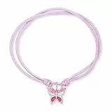 Herzengel Mädchen Kinder Armband aus rosa Nylon und einem Schmetterling Anhänger aus rosa Emaille - Ösenverschluss - längenverstellbar - nickelfrei