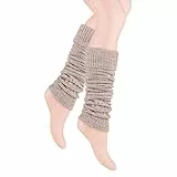 Steven 095 Damen Stulpen Beinwärmer Beinstulpen Legwärmer Strümpfe Overknees (Beige), Einheitsgröße