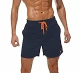 Tansozer Badeshorts Herren Badehose Herren Shorts Kurze Hosen Herren Schnelltrocknend Schwimmhose Männer Boardshorts mit Kordel Dunkelblau M