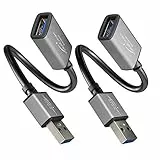 KabelDirekt – USB 3.0 Verlängerungskabel – 0,15m x2 (Stecker USB-A auf Buchse, geeignet für alle USB-A-Anschlüsse, schwarz/space grey) – PRO Series