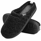 LongBay Damen Hausschuhe mit Memory Foam rutschfeste bequeme Slip-On Pantoffeln Schwarz,38-39 EU