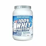 Body Attack 100% Whey Protein Natural - 900 g - Made in Germany - Extra cremiges Eiweißpulver mit Hydrolysat & BCAA´s, unterstützt Muskelaufbau und Diäten - Für Sportler & Athleten