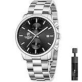 Affute Uhren Herren mit Edelstahl und Metall, Leger, Wasserdicht, Chronograph, Quarzuhr, Automatisches Datum, Bunte Zeiger Armbanduhr Herren