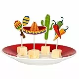 Boland 54412 - Spieße Fiesta Mexiko, 12 Stück, Länge Holzstab 9 cm, Holzspieße für Snacks und Häppchen, Partygeschirr, Geburtstag, Mottoparty, Karneval