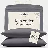 Bambaw Bambus Kopfkissenbezug 80x80 cm, 2-er Pack, 100% Bambusfasern, für Allergiker-Bettwäsche, antibakterielle und Anti Akne Kissenbezug, atmungsaktiver Kissenbezug kühlend 80x80 cm (Anthrazit)