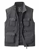 Harbrosrce Herren Outdoor Anglerweste Kolonnenstand Leicht Ärmellos Jacke mit Vielen Taschen Für Safari Golf Jagd Angeln Fotografie Wandern