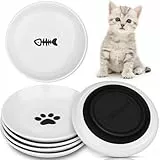 Otauoaea Katzennapf Keramik 6er Set, Futternapf Katze mit Rutschfestem Gummiboden, Fressnapf Katze zur Erleichterung von Whisker-Müdigkeit, Katzen Napf, Katzennäpfe, Futternäpfe für Katzen und Hunde