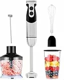 MegaWise Pro Titanverstärkter 5-in-1-Stabmixer, leistungsstarke 400 W mit 80% schärferen Klingen, kabelgebundener Mixer mit 12 Geschwindigkeiten (schwarz)