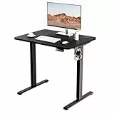 ERGOMAKER Elektrisch Höhenverstellbarer Schreibtisch 80×60 cm – Kleiner Stehschreibtisch mit 2-teiliger Tischplatte, Schreibtisch Höhenverstellbar für Home Office, Schwarz (Gestell + Tischplatte)