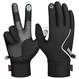 PULIOU Handschuhe Kinder Reithandschuhe Winter Warme Fahrradhandschuhe Anti-Rutsch Winddicht Leichte Touchscreen Wasserdicht Laufhandschuhe für Jungen Mädchen 4-12 Jahre, TM11-L(8-10Jahre)