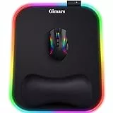 Gimars RGB Mauspad Gaming mit Handauflage, 305x254mm Großes Gelkissen Mouspad mit 10 LED-Beleuchtungsmodi, Ergonomisches Gaming Zubehör Mauspads mit rutschfestem Gummiboden für Laptop, Computer
