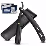 URAQT Rasiermesser, Rasiermesser Herren mit Wechselklinge und Etui, Reise Rasiermesser Barber set mit 30 Doppel Rasierklingen, Barber Rasierer Friseur Herren für Mehr Präzision Handbart Kit (Schwarz)