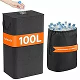 Lifewit 100L Pfandflaschen Sammelbehälter mit Deckel, Groß Pfandflaschen Aufbewahrung, Behälter Leergut & Altglas Aufbewahrung, Flaschensammler mit Loch Küche Abstellraum Flaschentasche, Dunkelgrau