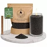 NaDeco Kerzensand mit Docht 400g, Kerzen selber Machen, Kerzenwachs & Kerzendocht, Farbwachs Wax Perlen Kerze Candle Sand, Pflanzliches Wachs Granulat, DIY Basteln Home Deko, Schwarz