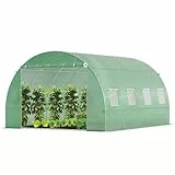 VOUNOT® Gewächshaus Foliengewächshaus Winterfest Tomatenhaus Folientunnel, 4x3x2m 12m² Grün