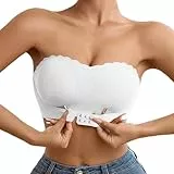 LCpddajlspig Trägerloser BH Weiß, Trägerloser BH Push Up Verschluss Vorne Ohne Bügel Bralette Unsichtbarer Bandeau Top Rutschfester Seamless Strapless Bra Rückenfrei Trägerlos Große Größen Weiße M