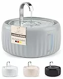 PrettyPaw Katzenbrunnen Aqua Flow Pro [NEUEINFÜHRUNG] Super leiser, BPA-freier 3L Trinkbrunnen für Katze mit LED und Aktivkohlefilter I Leicht zu reinigender Katzen Trinkbrunnen I Aqua Flow (Grau)