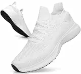 Giniros Sneaker Herren Schuhe Laufschuhe Sportschuhe Running Tennis Freizeit Straßenlaufschuhe Leichtgewichts Atmungsaktiv Fitness Jogging Hallenschuhe Weiß 44EU
