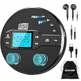NEU 2025 Bluetooth CD Player Tragbar, Greadio Discman CD Player mit 2000mAh Wiederaufladbarer, Kompatibler FM-Transmitter, USB, AUX-Ausgang, CD Spieler mit Kopfhörer und Anti-Skip/Stoßfest