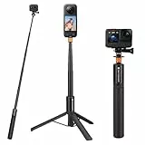 K&F CONCEPT MS21 Selfie Stick Stativ, 120 cm Insta360 Selfie Stick, Unsichtbarer Selfie-Stick mit Adapter,Ausziehbar Selfiestick für Insta 360 X5//X4/X3/Ace Pro, Osmo Pocket 3/4, Action Kamera Zubehör