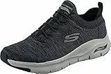 Skechers Herren Arch Fit Waveport Sneaker, Black Mesh Gray Trim, 43 EU