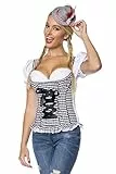 Dirndline Damen Trachtenmieder mit integrierten Push-up Bluse, Kurze L?nge, M