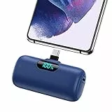 Feob Power Bank USB C 5000mAh, 15W PD 3.0A Schnelles Aufladen Powerbank Schlank LCD Display Extrener Akku Pack Kompatibel mit Samsung S23,S22/Note/Huawei/LG/Pixel/Nexus,USB-C-Telefone usw.[Blau]