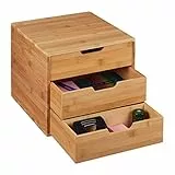 Relaxdays Schreibtisch Organizer Bambus Ablage, natur