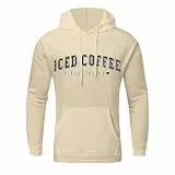 Topassion Herren Damen Hoodie Pullover Mit Kapuze Casual Brief Print Sweatshirt Männer Oversize Langarm Kapuzenpullover Locker Kapuzenpulli College Hoodie Mit Taschen & Kordel Langarmshirt (Khaki，L)