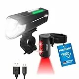 FISCHER Fahrrad-Beleuchtungsset 80/40/20 Lux, Akku-Leuchtenset Twin, Front- und 360° Rückleuchte, mit Akku und USB-Ladefunktion, 3 Leuchtfunktionen, Spritzwasserschutz nach IP44, StVZO-zugelassen