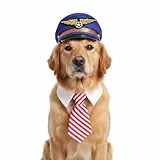 Supvox Hundepilotenkostüm Zubehör Set Mit Bestickter Pilotenmütze Und Passender Krawatte Lustiges Hunde-Cosplay Für Kleine Hunde Und Katzen Ideal Für Weihnachtsfeier Und Fotosession