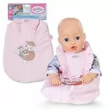BABY born Puppenschlafsack - Rosa Schlafsack mit Rüschen & Klettverschluss - Hochwertiges Puppenzubehör - Geeignet für alle 36 cm & 43 cm Puppen