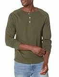 Amazon Essentials Herren Langärmeliges Henley-Shirt, Schmale Passform, Olivenheide, L