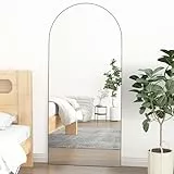 Elemango 180 x 64 cm gewölbter Bodenspiegel, Ganzkörper-Wandspiegel mit Aluminiumrahmen, gewölbter Oberseite, zum Aufhängen oder Anlehnen, Ankleidespiegel für Schlafzimmer, Wohnzimmer, Schwarz