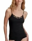CALIDA Cotton Desire Spaghetti-Top Damen, aus 100% Baumwolle, Feinripp, Keine störenden Seitennähte schwarz 48-50