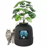 Lifewit Katzenklo Blumentopf mit Pflanze & Schaufel, Katzenklo Versteckt, Katzentoilette XXL mit Geruchskontrolle & Kohlefilter, Wohnzimmer, Schlafzimmer, Ecke, Schwarz